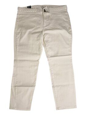 NWT New York & Co. SoHo Jeans, High-Waist Ankle Leggings, Braided Waist, White,
